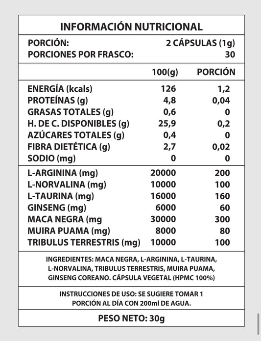 Testo Power 1000mg (60 Cápsulas)