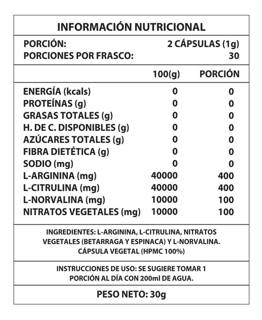 Oxido Nítrico- 1000mg (60 Cápsulas)