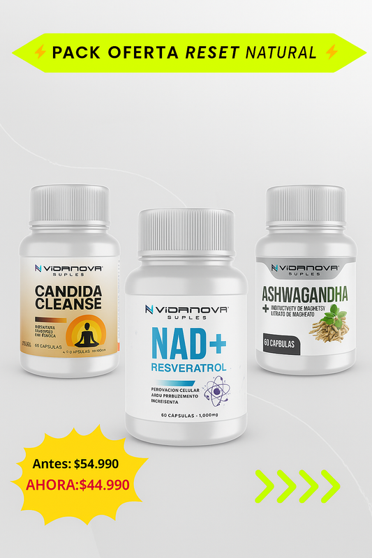 Tripack Reset Natural- NAD+Ashwagandha+Candida cleanse