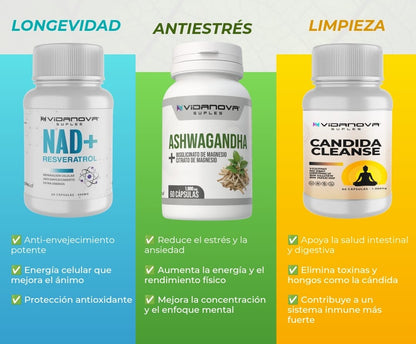 Tripack Reset Natural- NAD+Ashwagandha+Candida cleanse