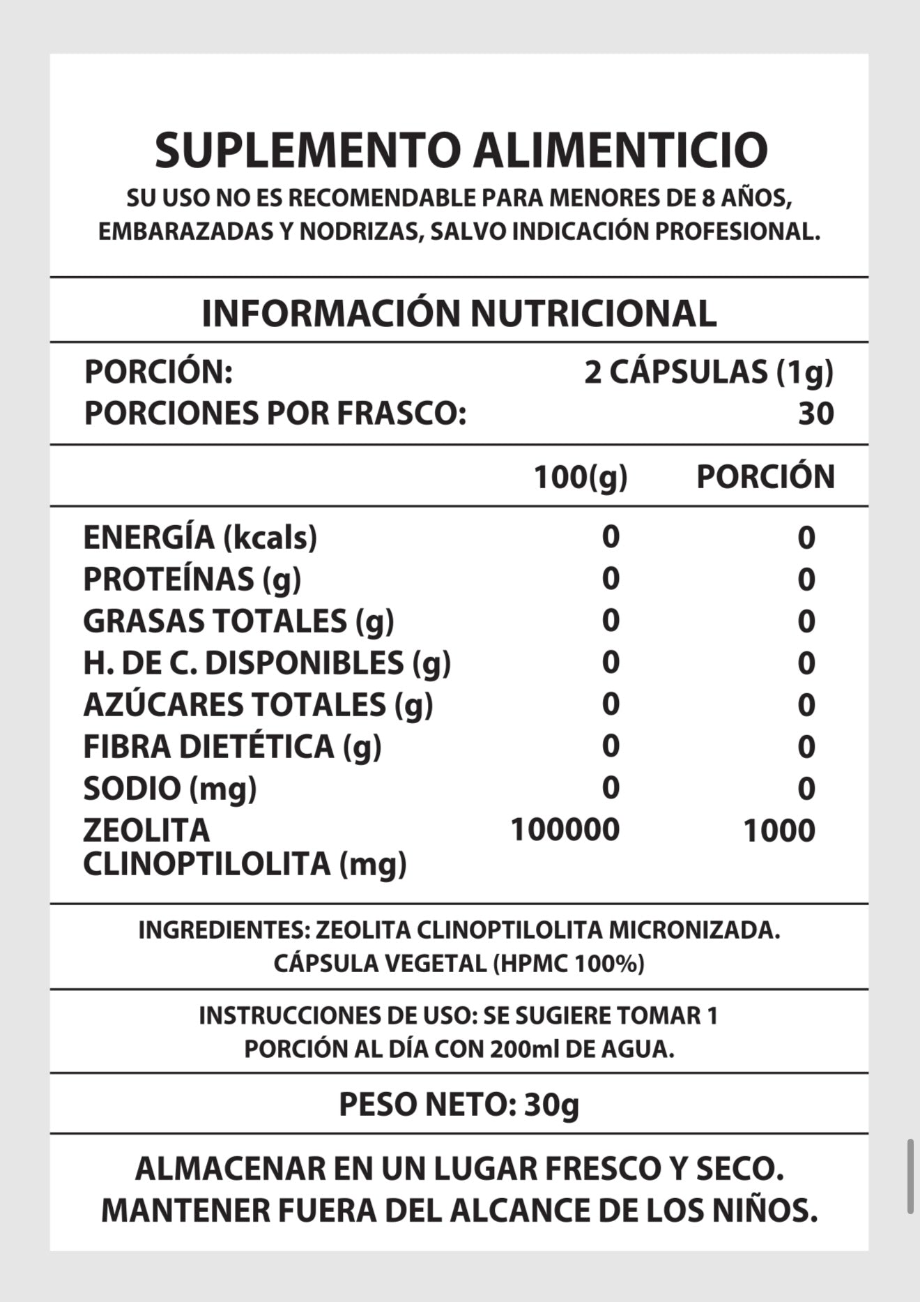 Zeolita 1000mg – Détox (60 Cápsulas)